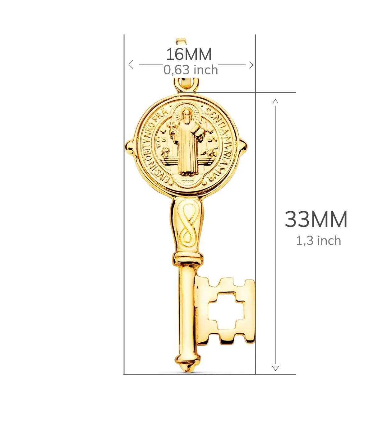 Colgante San Benito Monje Llave Oro 18K