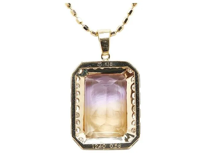 Collar de colgante Tasaki K18YG de oro amarillo con ametista de 12.40 ct y diamante de 0.58 ct en excelente estado Dorado 