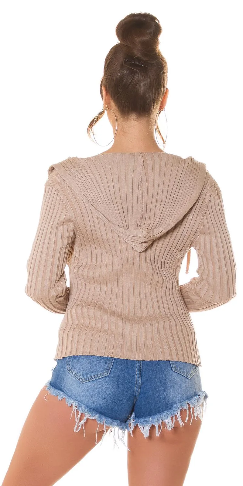 Conjunto de top y chaqueta capuchino