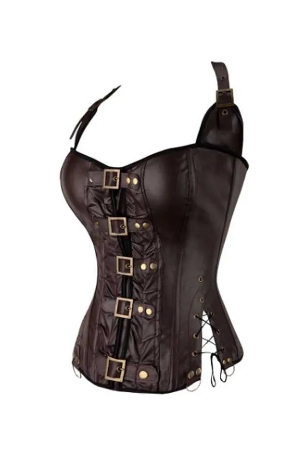 Corset polipiel hebillas Steampunk gótico de vestir