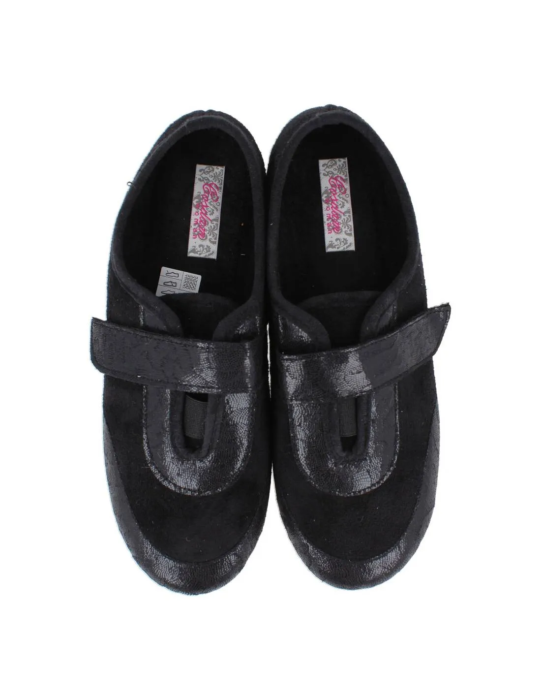 COSDAM  ZAPATILLA CASA VELCRO CHAROL NEGRO