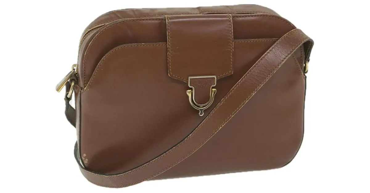 Céline CELINE Bandolera Cuero Marrón Auth ar10843segundo Castaño 