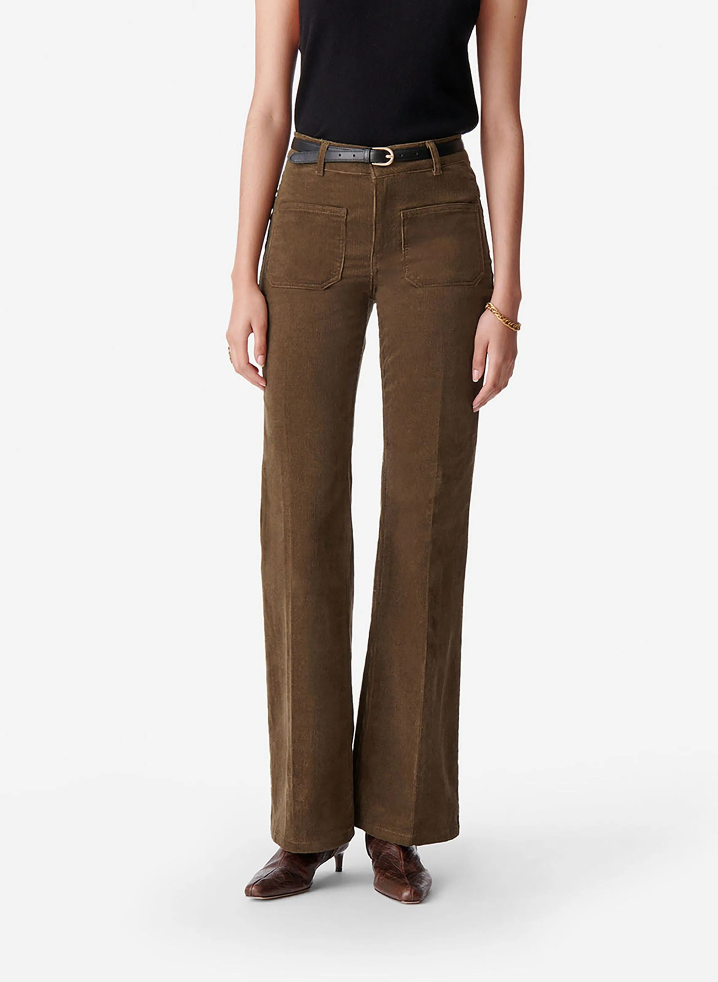 DOMPAY  PANTALóN EVASé DE CANALé DE MEZCLA DE ALGODóN EN CAQUI