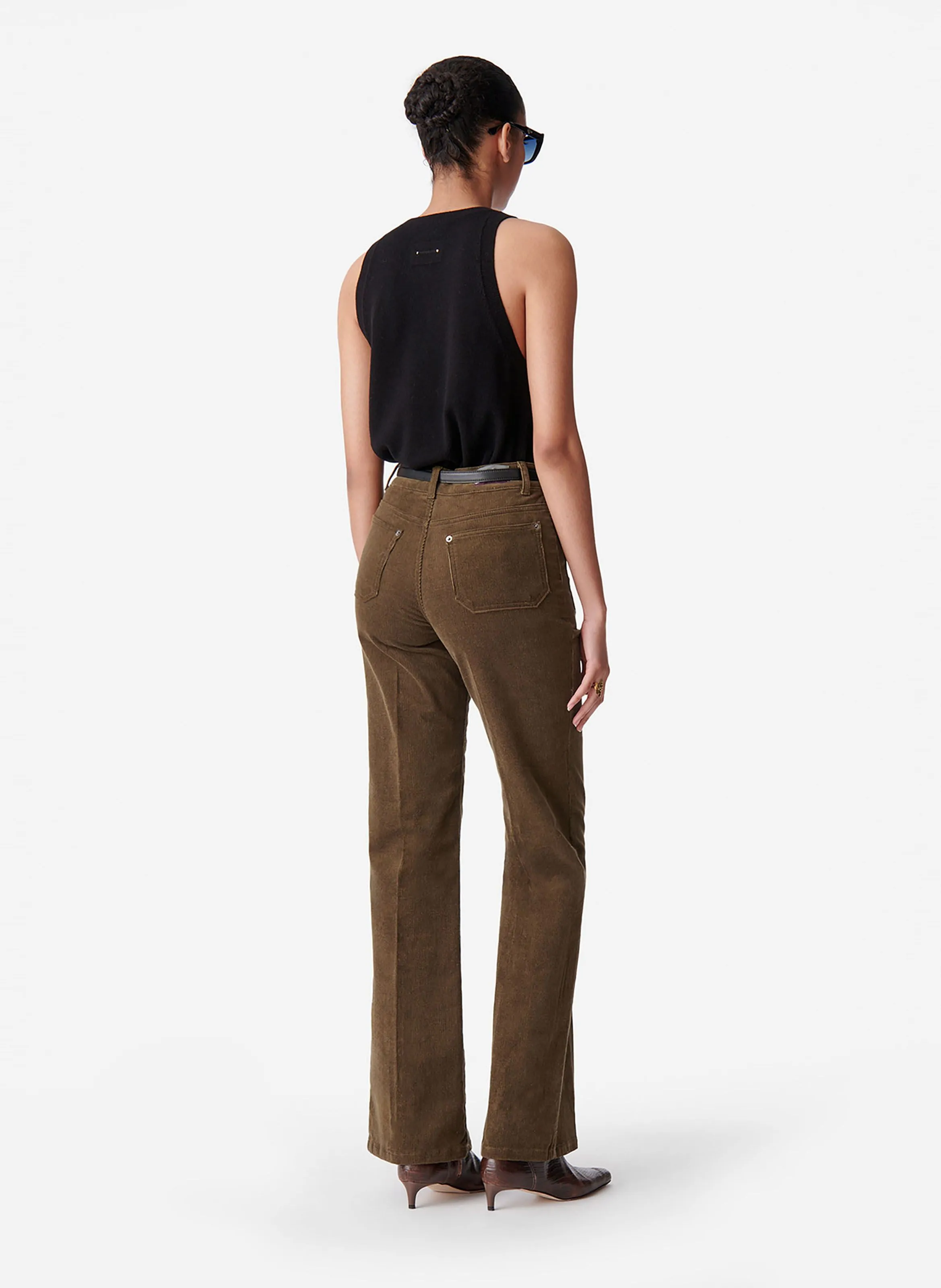DOMPAY  PANTALóN EVASé DE CANALé DE MEZCLA DE ALGODóN EN CAQUI