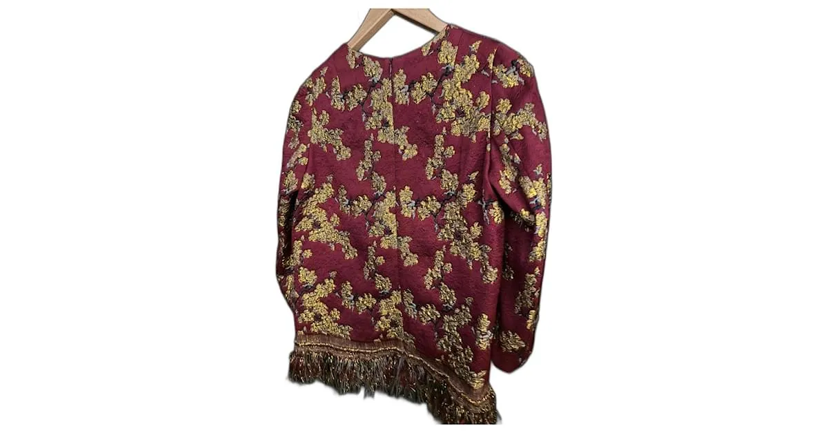 Dries Van Noten Tops Negro Dorado Burdeos 