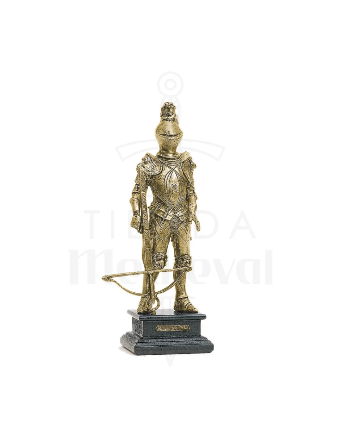 Figura de guerrero del siglo XVI con ballesta en miniatura, 23 cm.