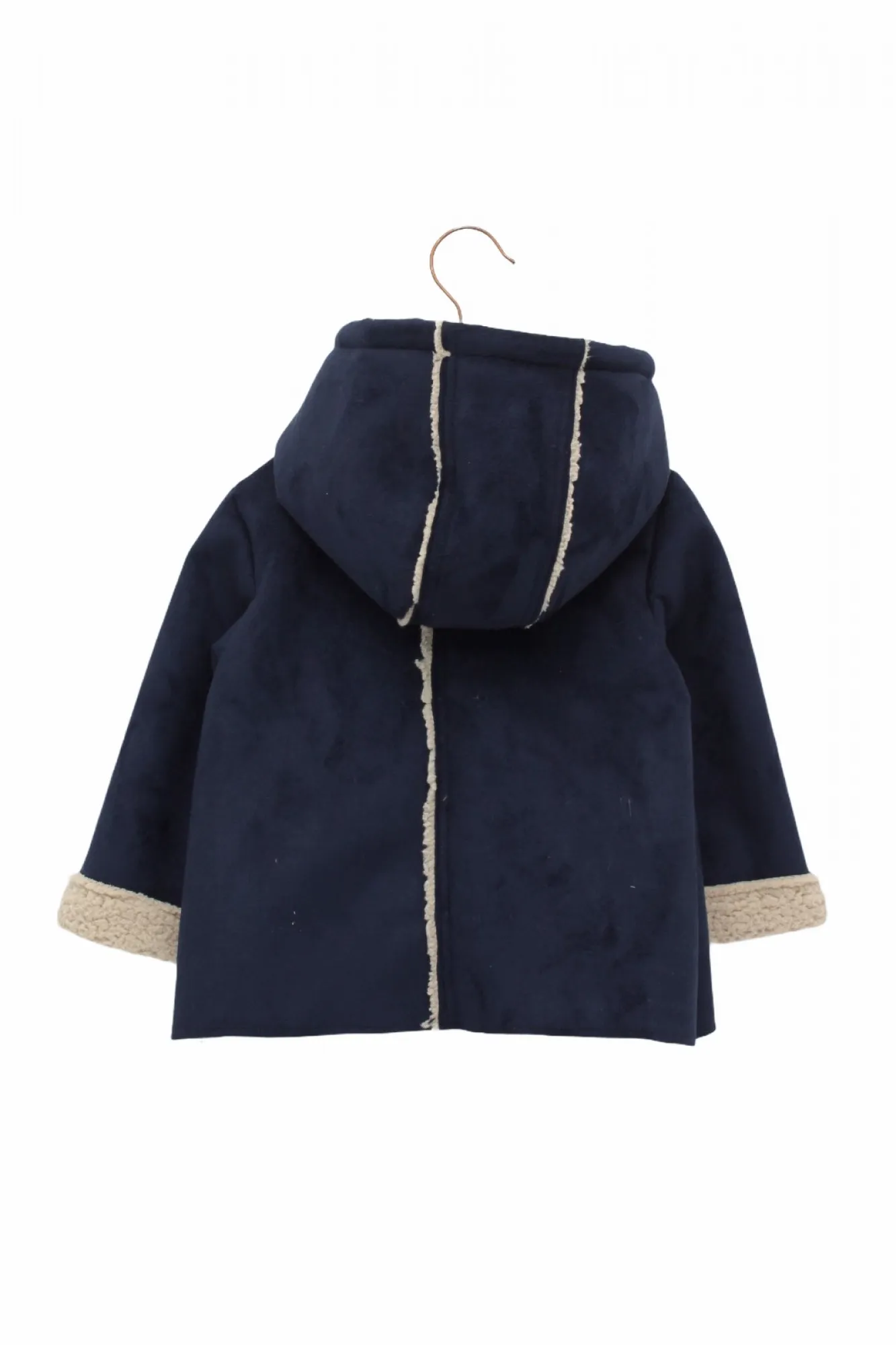 Foque brand boy's trenka. Navy suede with sheepskin