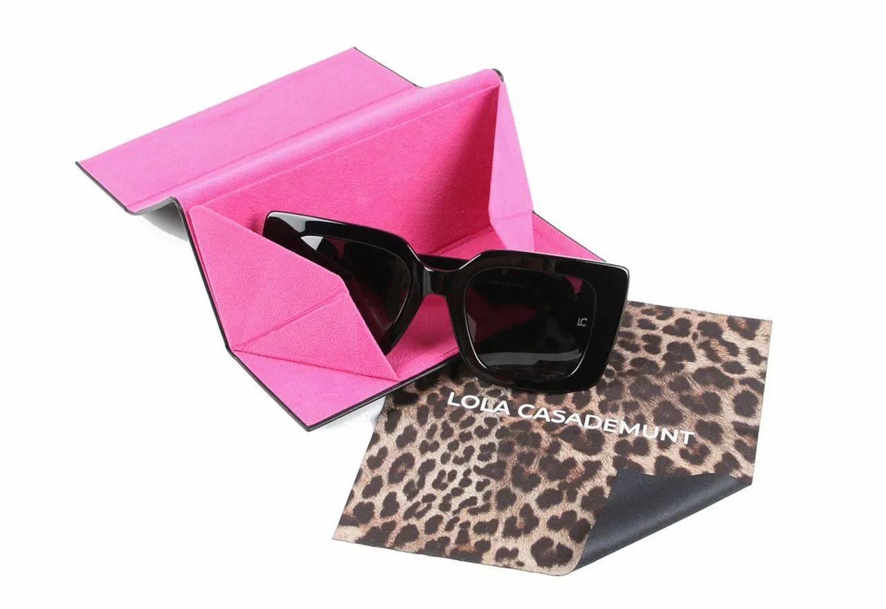 Gafas De Sol Negra Cuadradas Patillas Animal Print Lc Dorado
