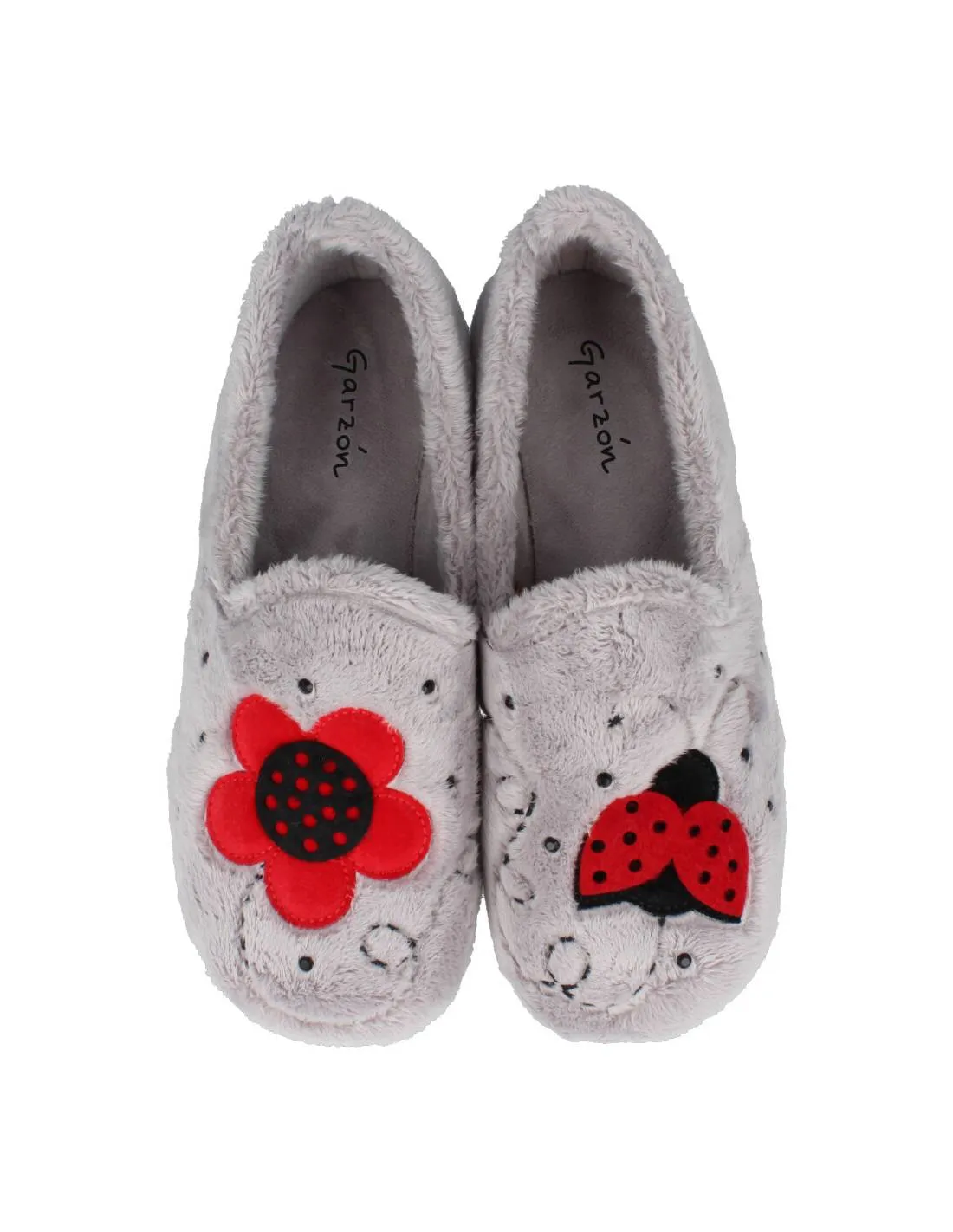 GARZóN  ZAPATILLAS DE CASA MUJER MARIQUITA FLOR GRIS PERLA