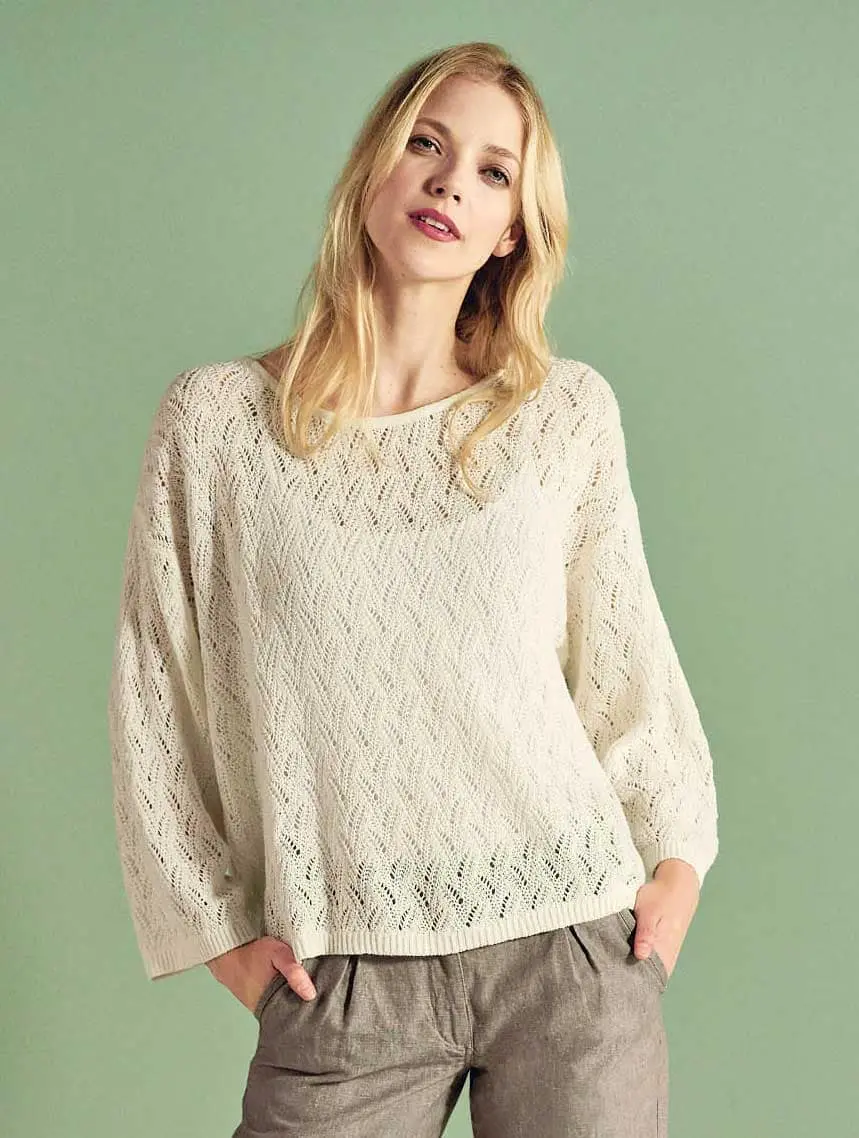 Jersey calado de manga francesa para mujer