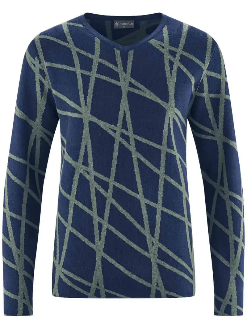 Jersey cuello pico hombre con diseño de rayas