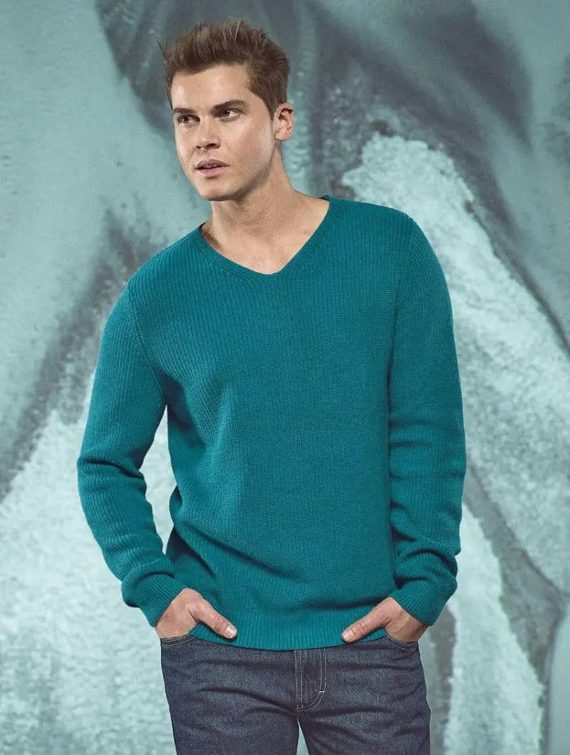 Jersey de punto con cuello pico para hombre