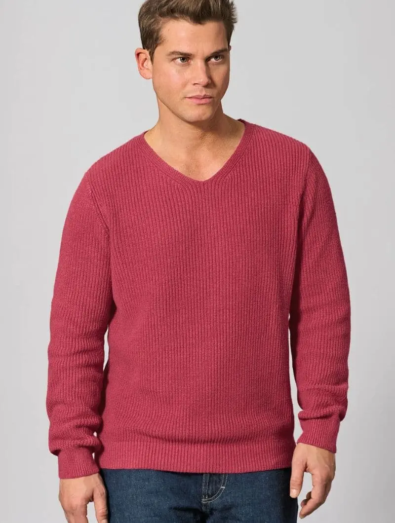 Jersey de punto con cuello pico para hombre