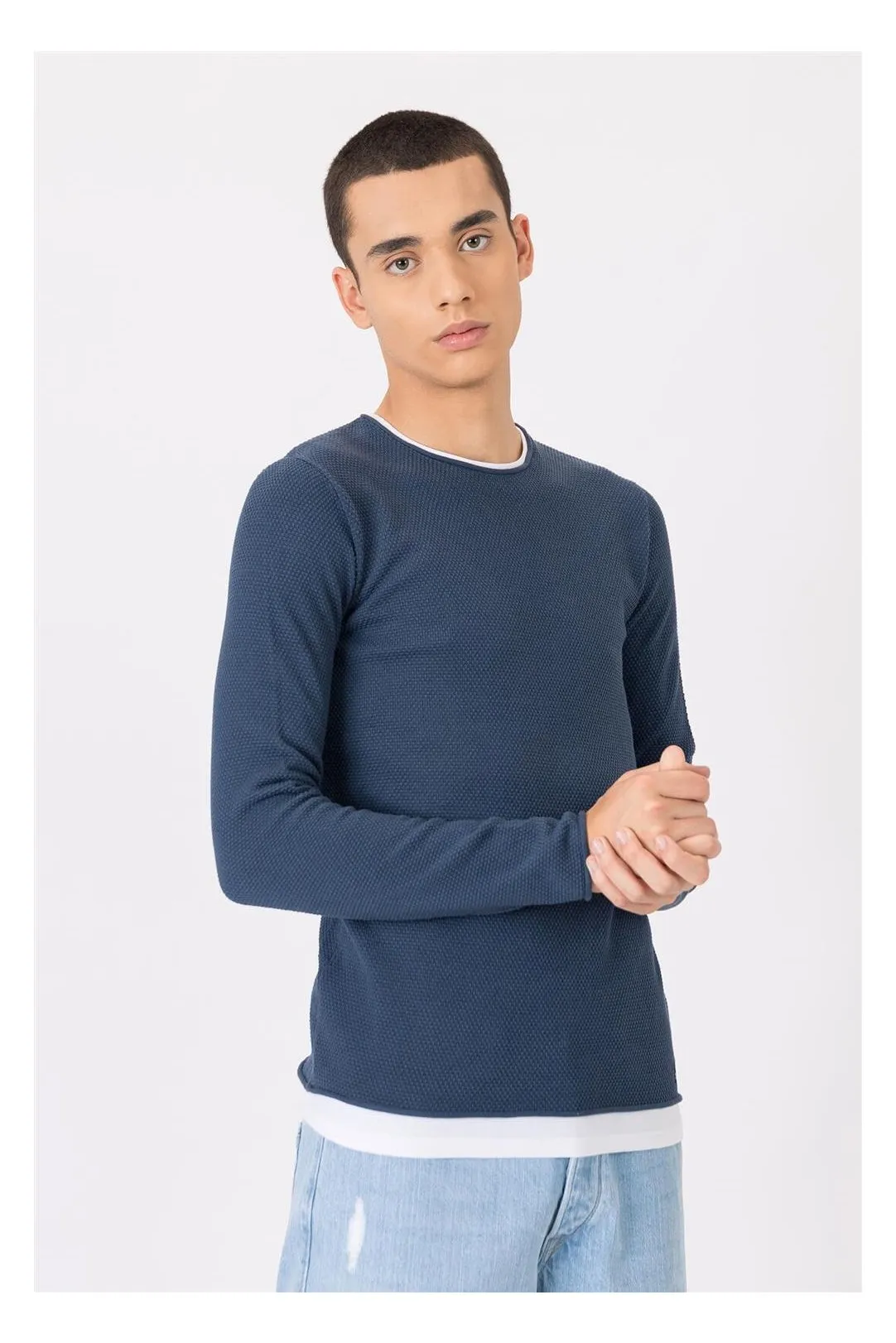Jersey punto Alabastro hombre azul