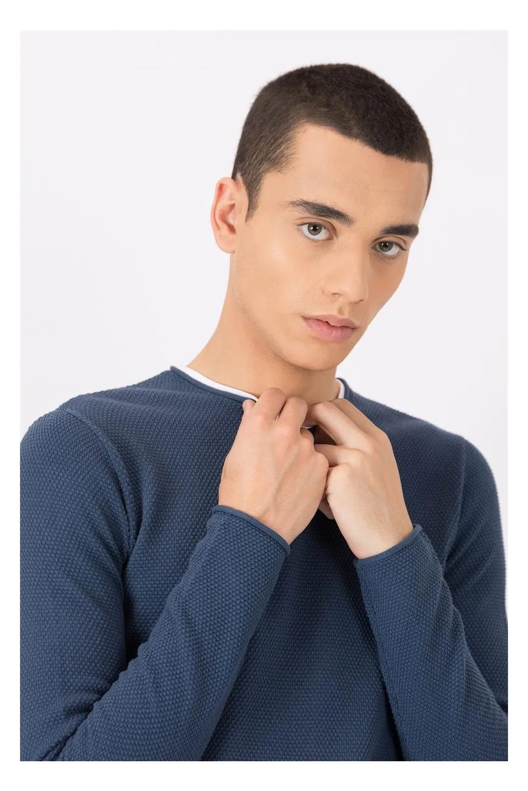 Jersey punto Alabastro hombre azul