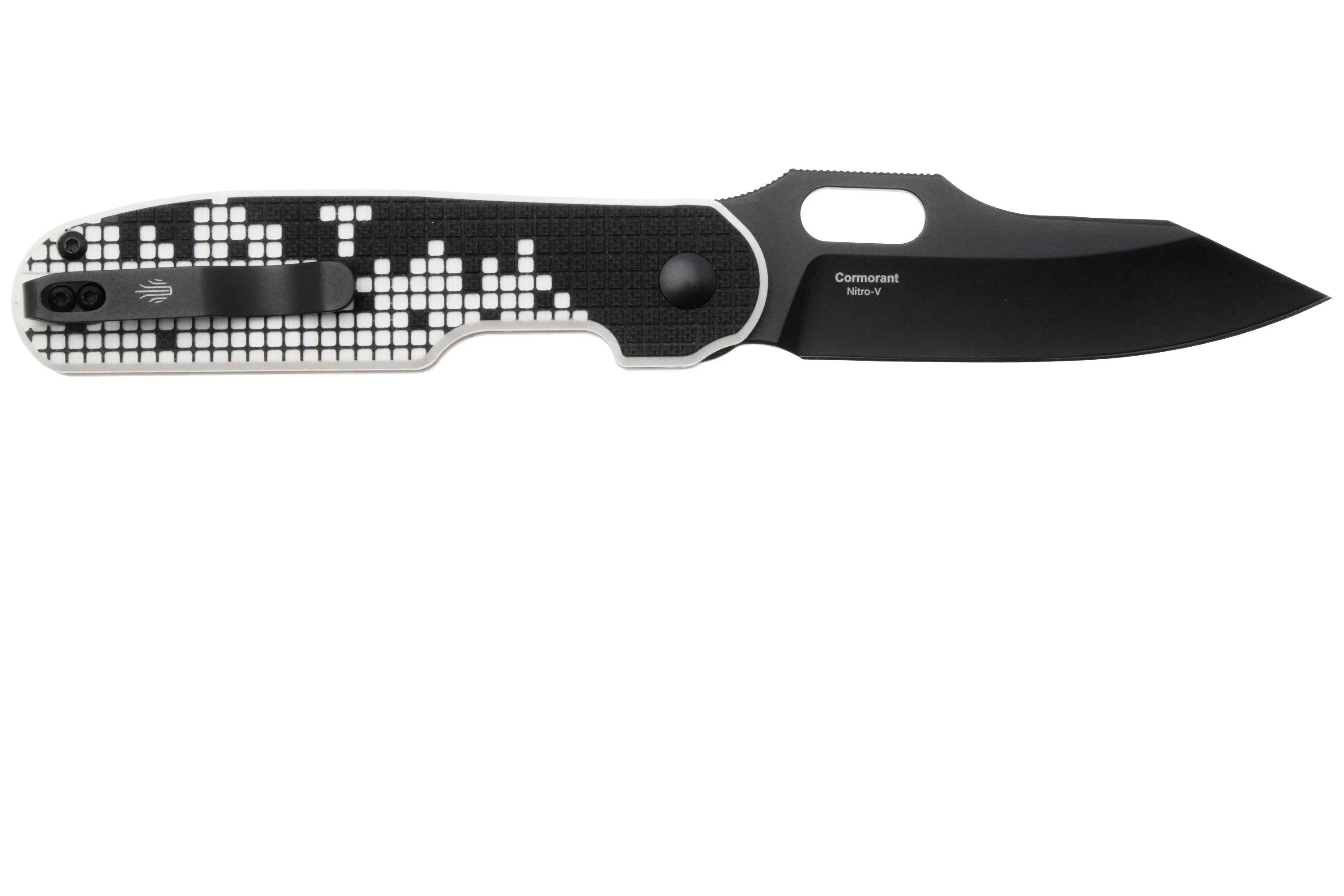 KIZER VANGUARD CORMORANT V3634A1, BLACK NITROV, BLACK AND WHITE G10, NAVAJA