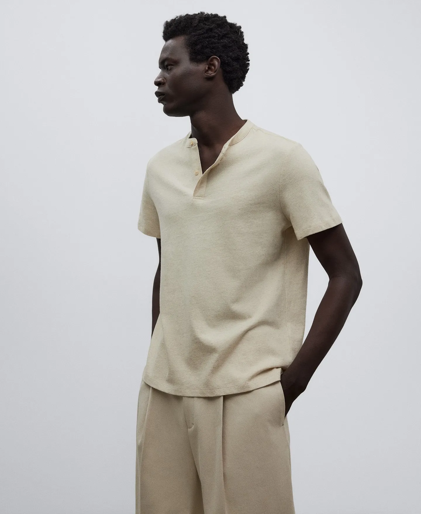 Linen and cotton polo shirt man