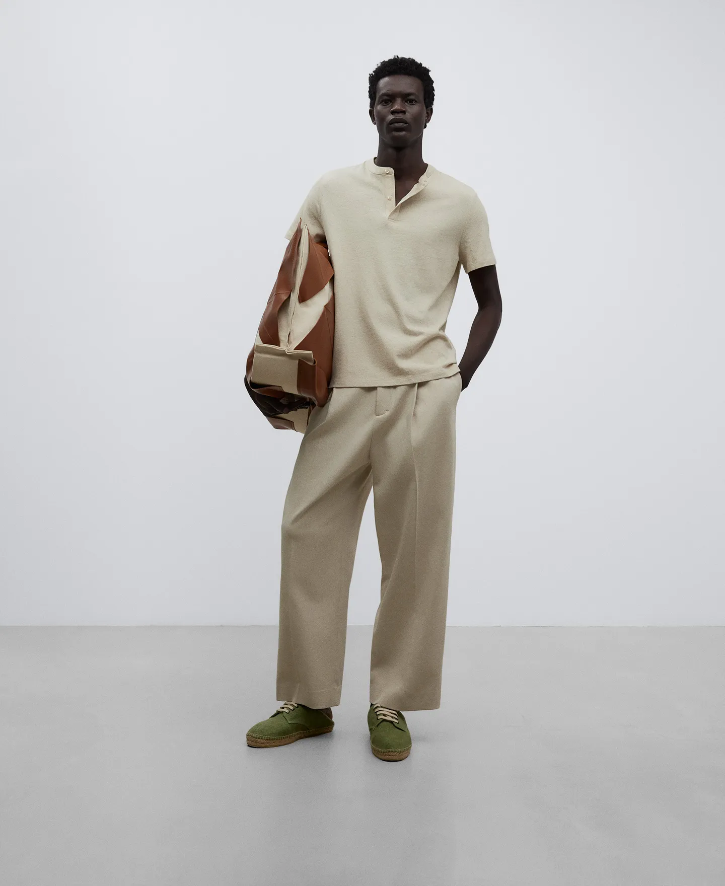 Linen and cotton polo shirt man