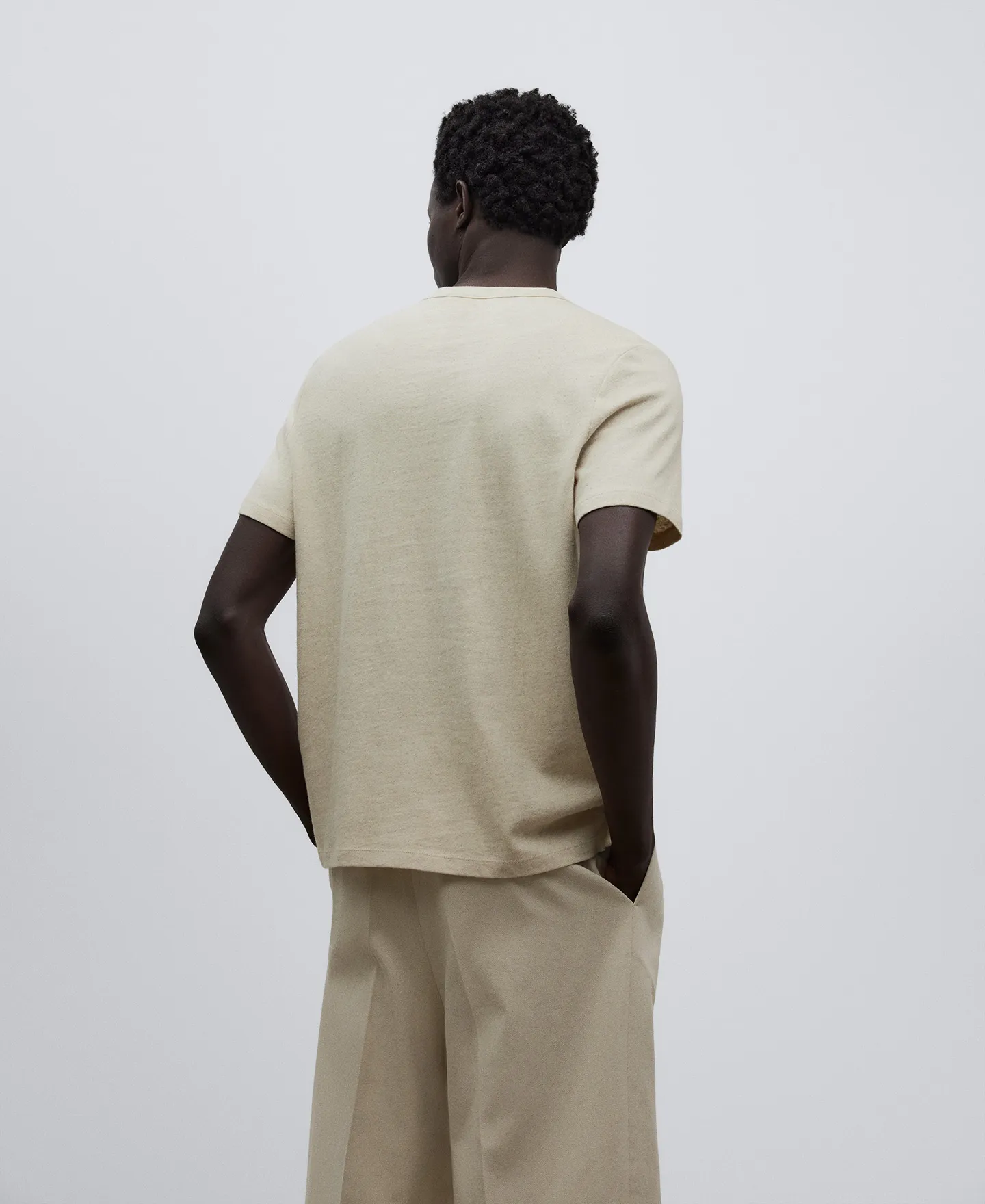 Linen and cotton polo shirt man