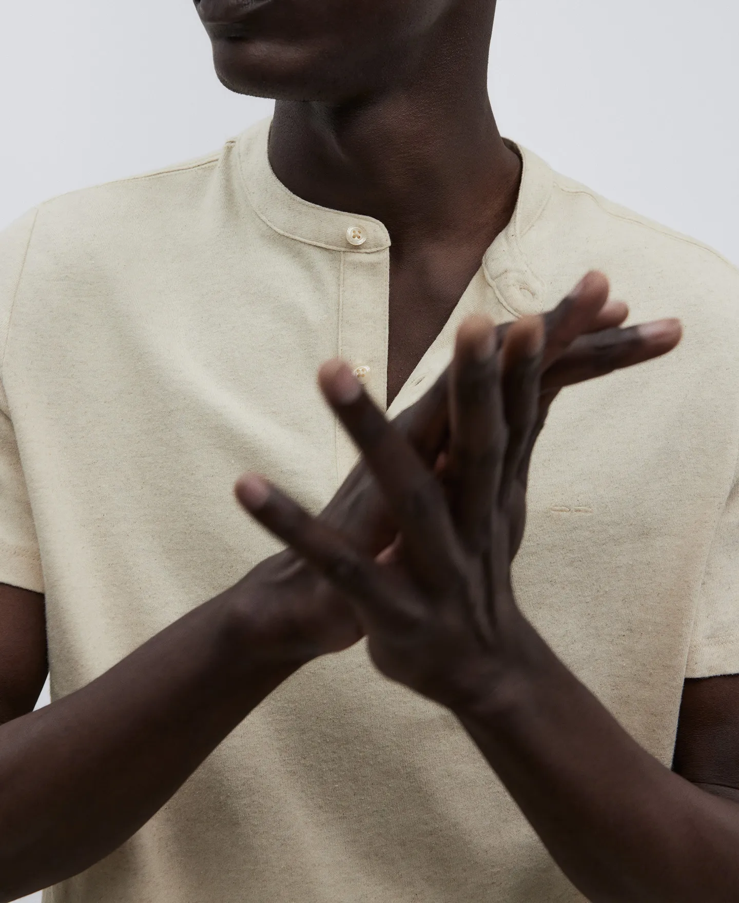 Linen and cotton polo shirt man