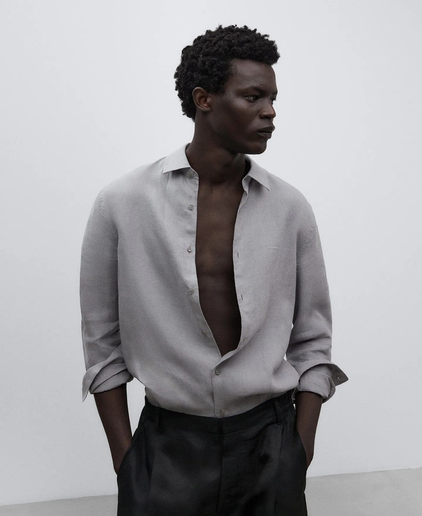 Linen regular fit shirt man