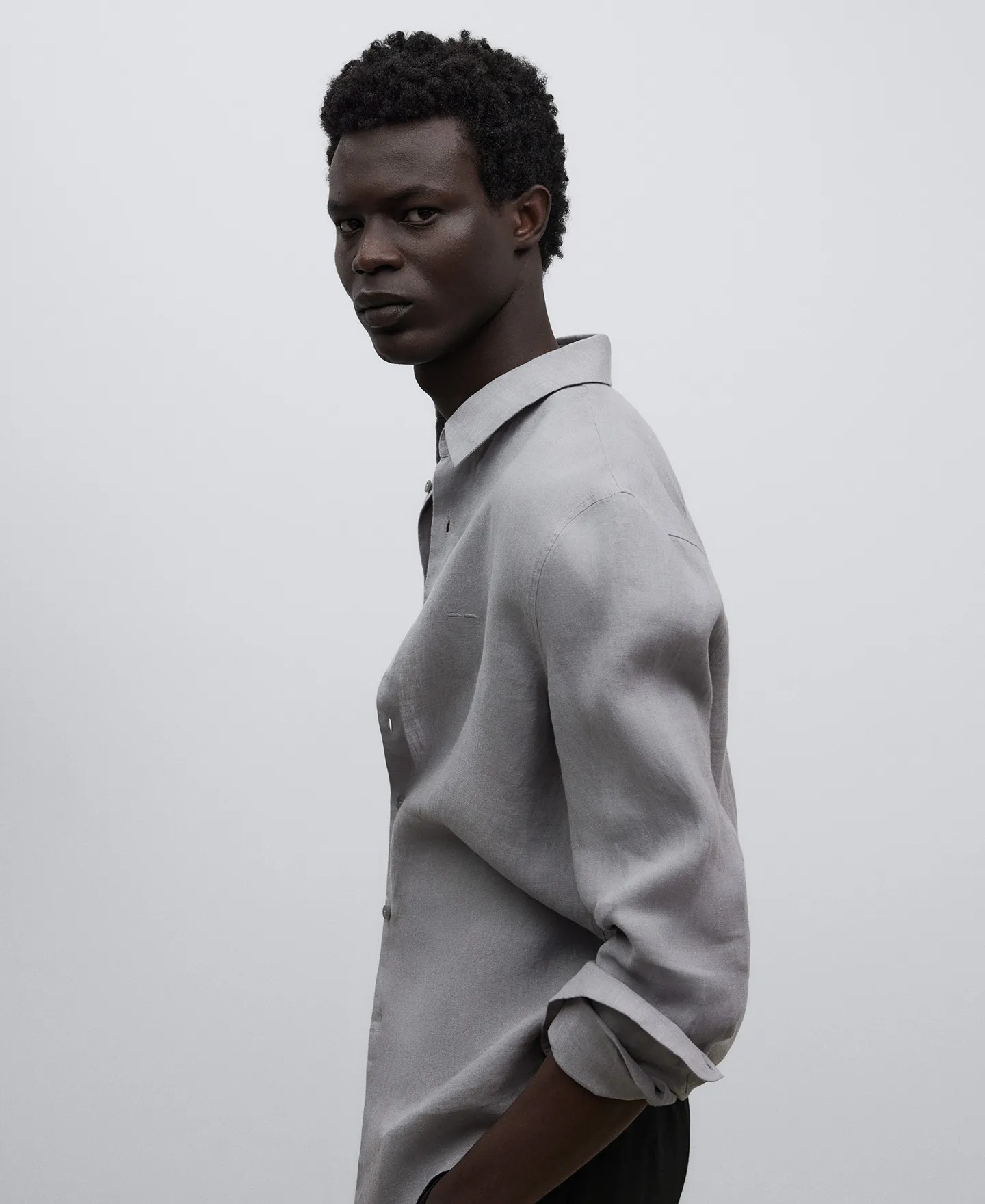 Linen regular fit shirt man