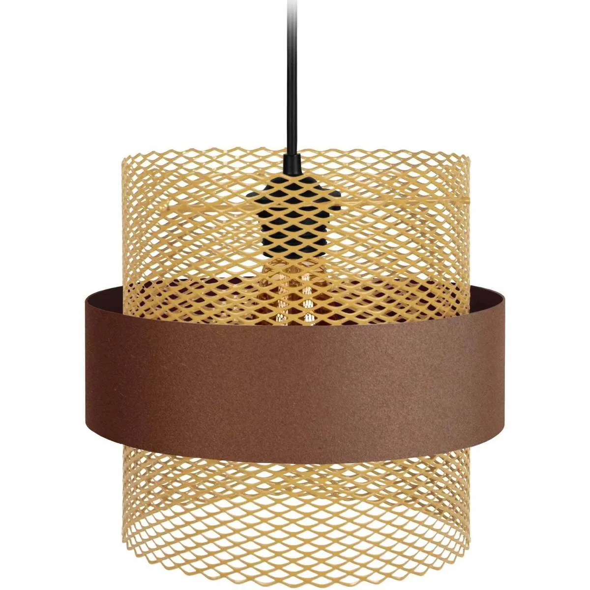 Lámpara colgante redondo metal marrón y dorado