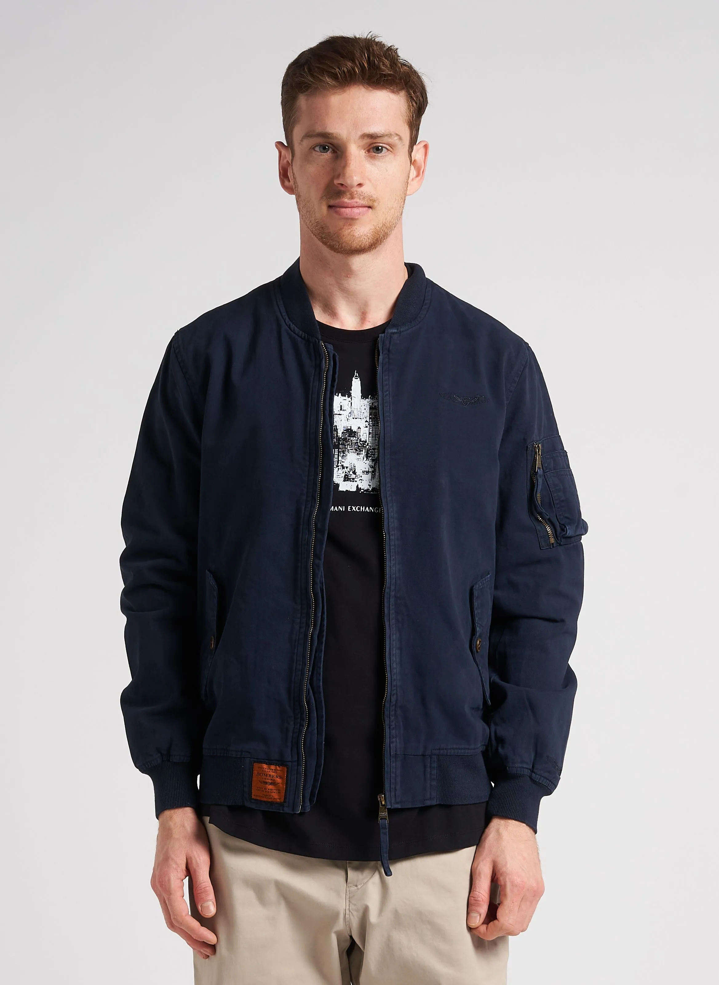 MAC  BOMBER RECTA DE ALGODóN EN AZUL