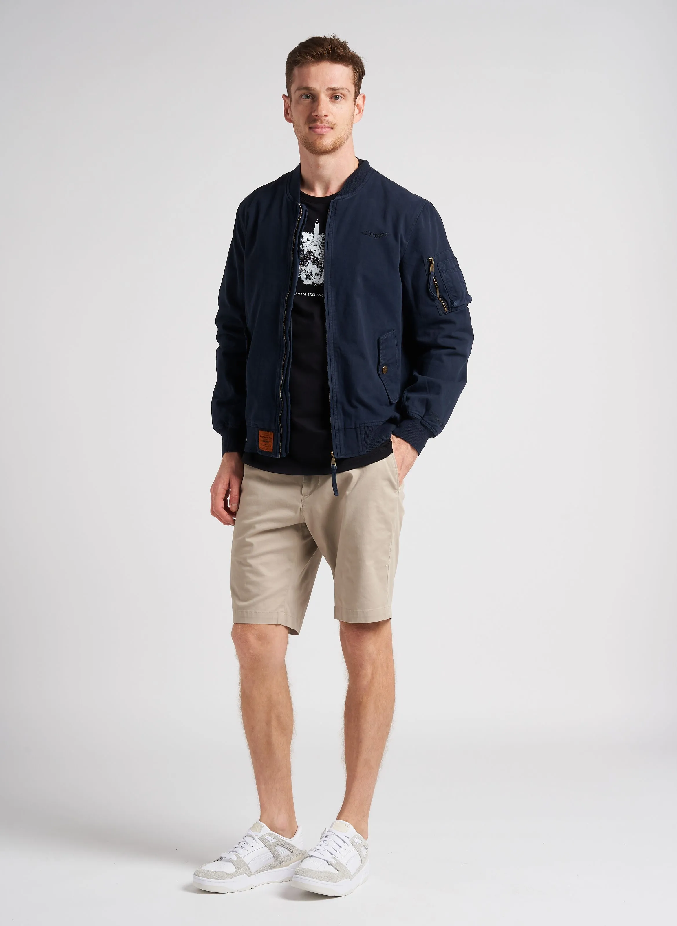 MAC  BOMBER RECTA DE ALGODóN EN AZUL