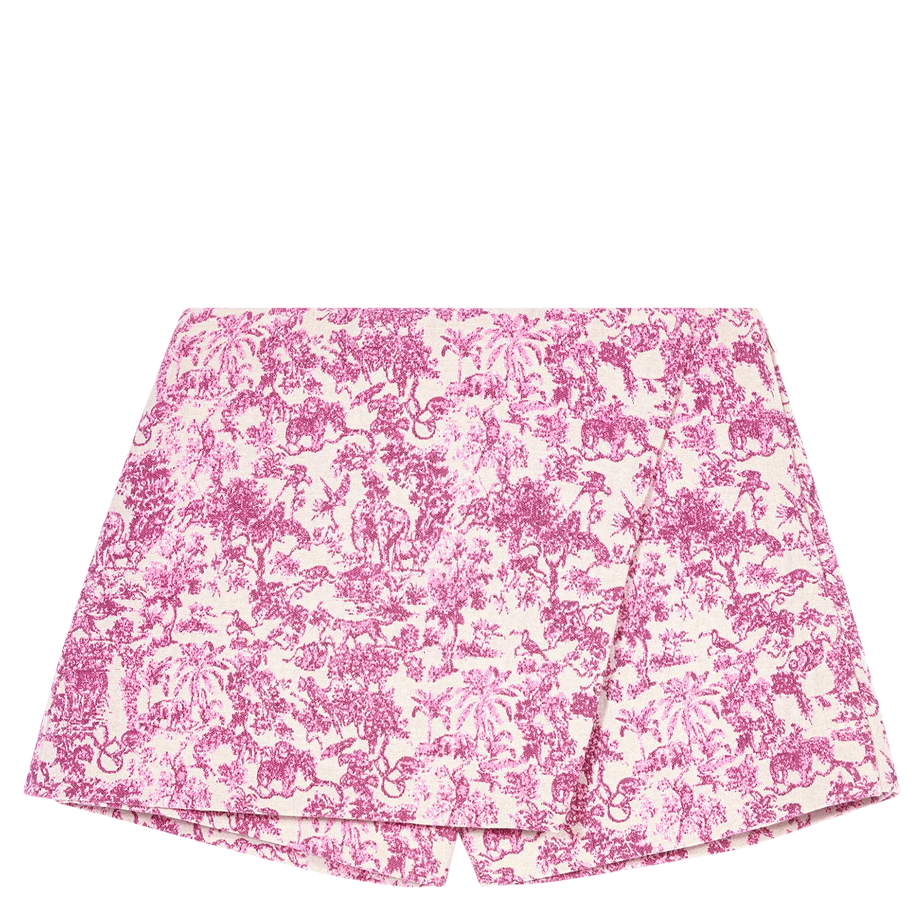 MAJE Minifalda corta estampada en mezcla de algodón. en rosa