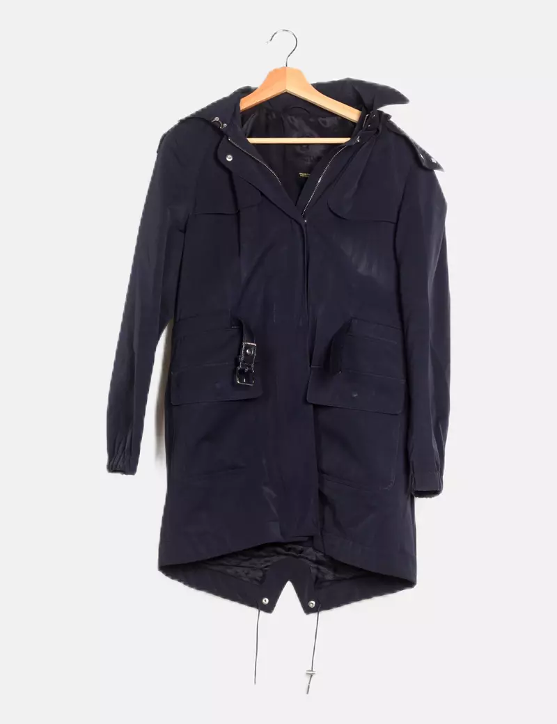 Massimo Dutti Abrigo casual azul marino