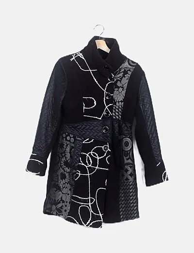 NoName Abrigo negro combinado print floral