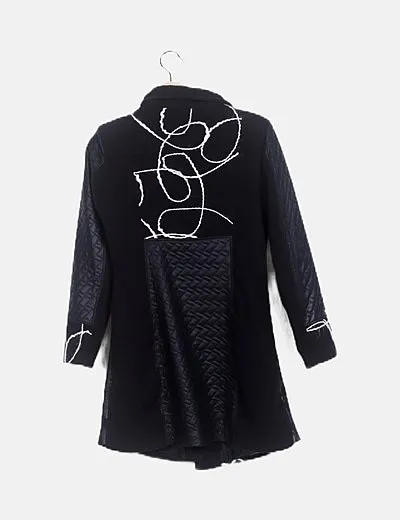 NoName Abrigo negro combinado print floral