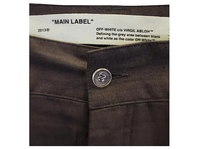 OFF WHITE OFFWHITE PANTALONES CON LOGO BORDADO EN ALGODóN MARRóN CASTAñO 