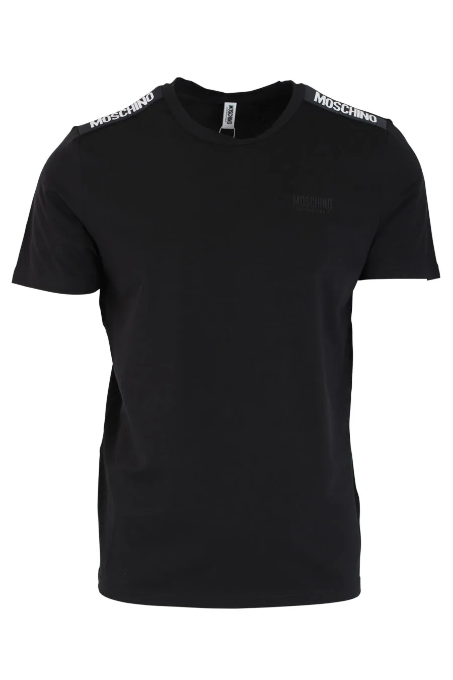 Pack de dos camisetas negras con logo en banda en hombros