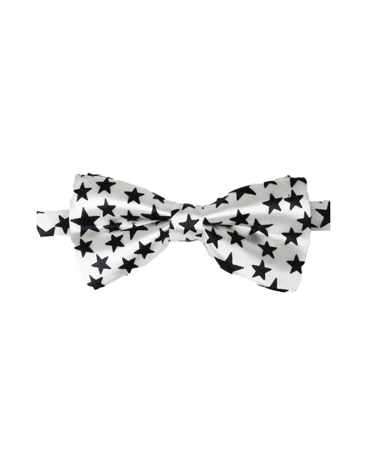 Pajarita blanca con estrellas negras para bebés