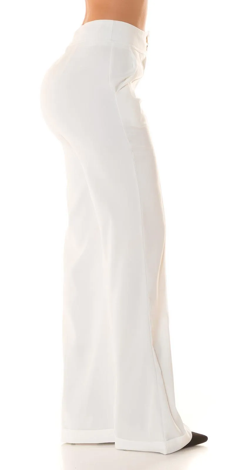 Pantalones anchos cintura alta en blanco