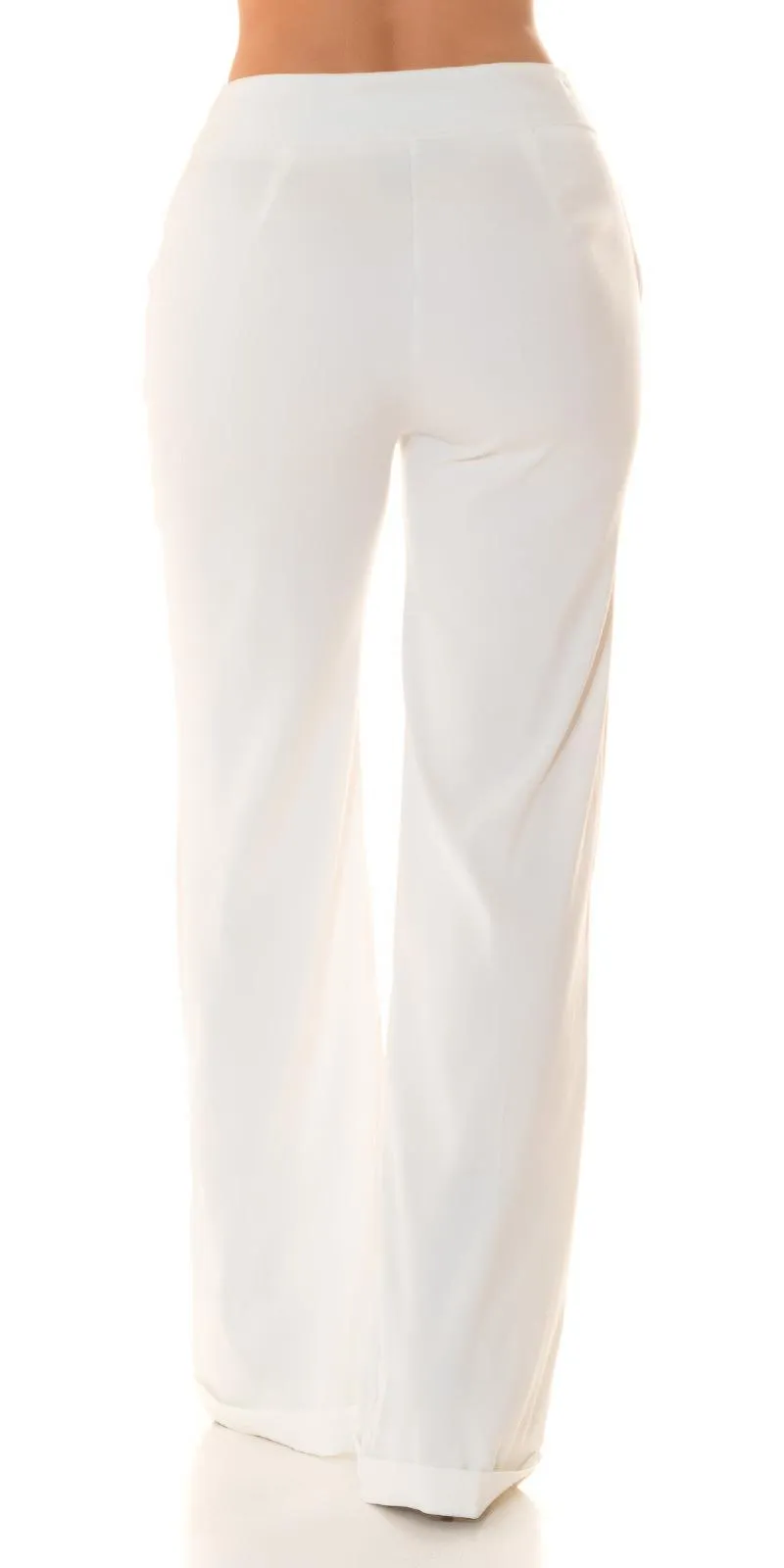 Pantalones anchos cintura alta en blanco