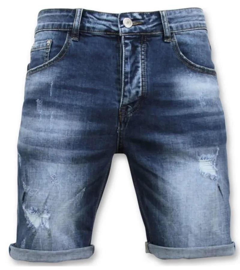 PANTALONES CORTOS HOMBRES  RASGADO CORTO  9085  AZUL