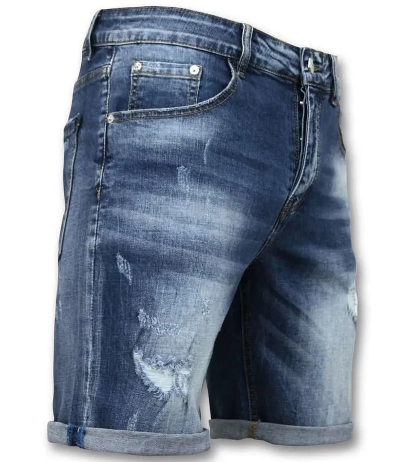 PANTALONES CORTOS HOMBRES  RASGADO CORTO  9085  AZUL