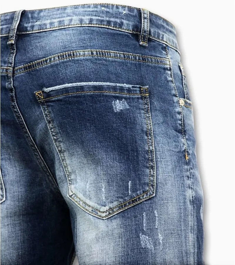 PANTALONES CORTOS HOMBRES  RASGADO CORTO  9085  AZUL