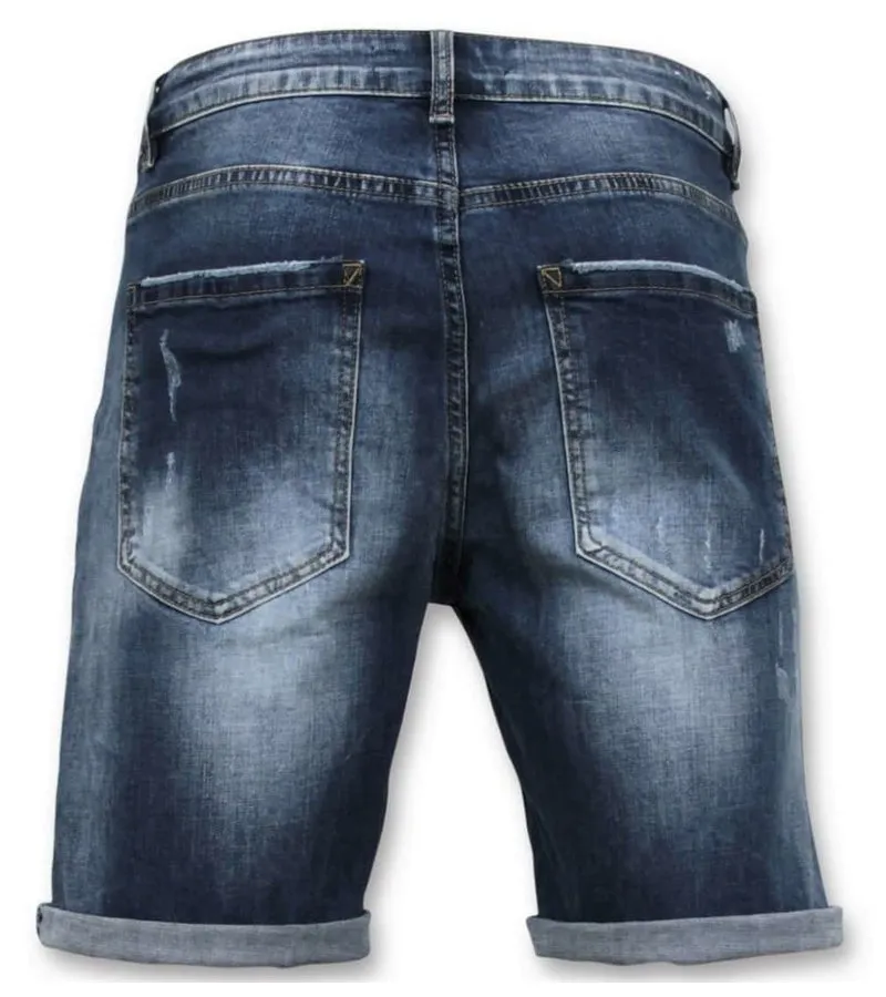 PANTALONES CORTOS HOMBRES  RASGADO CORTO  9085  AZUL