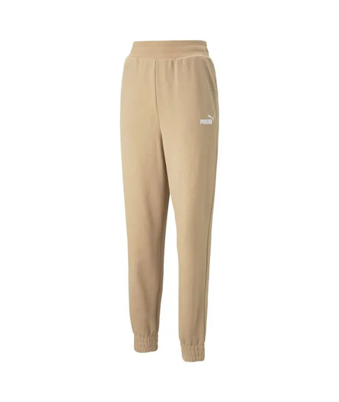 Pantalones Puma Ess+ Embroidery High Mujer Beige