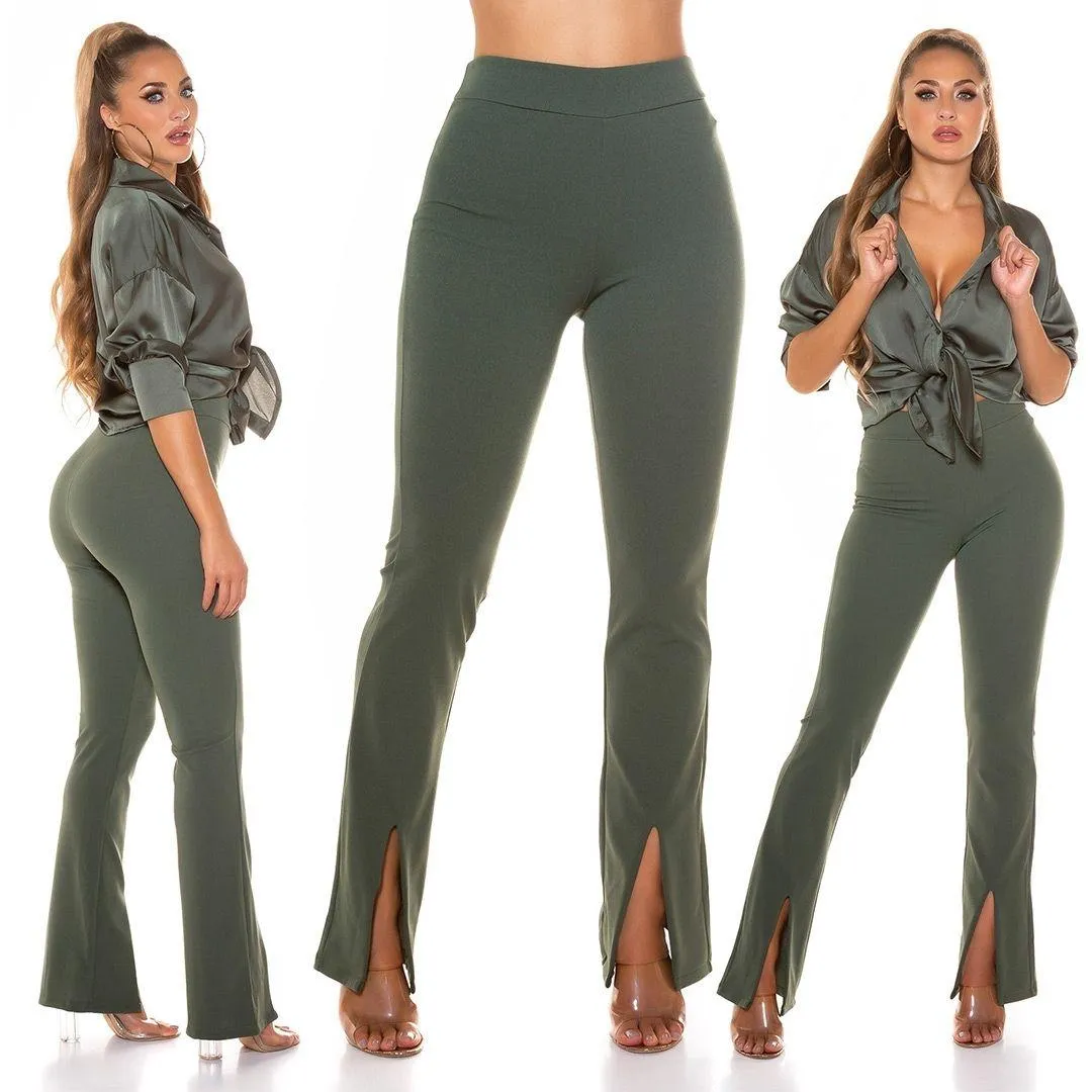 Pantalón ajustado bootcut khaki