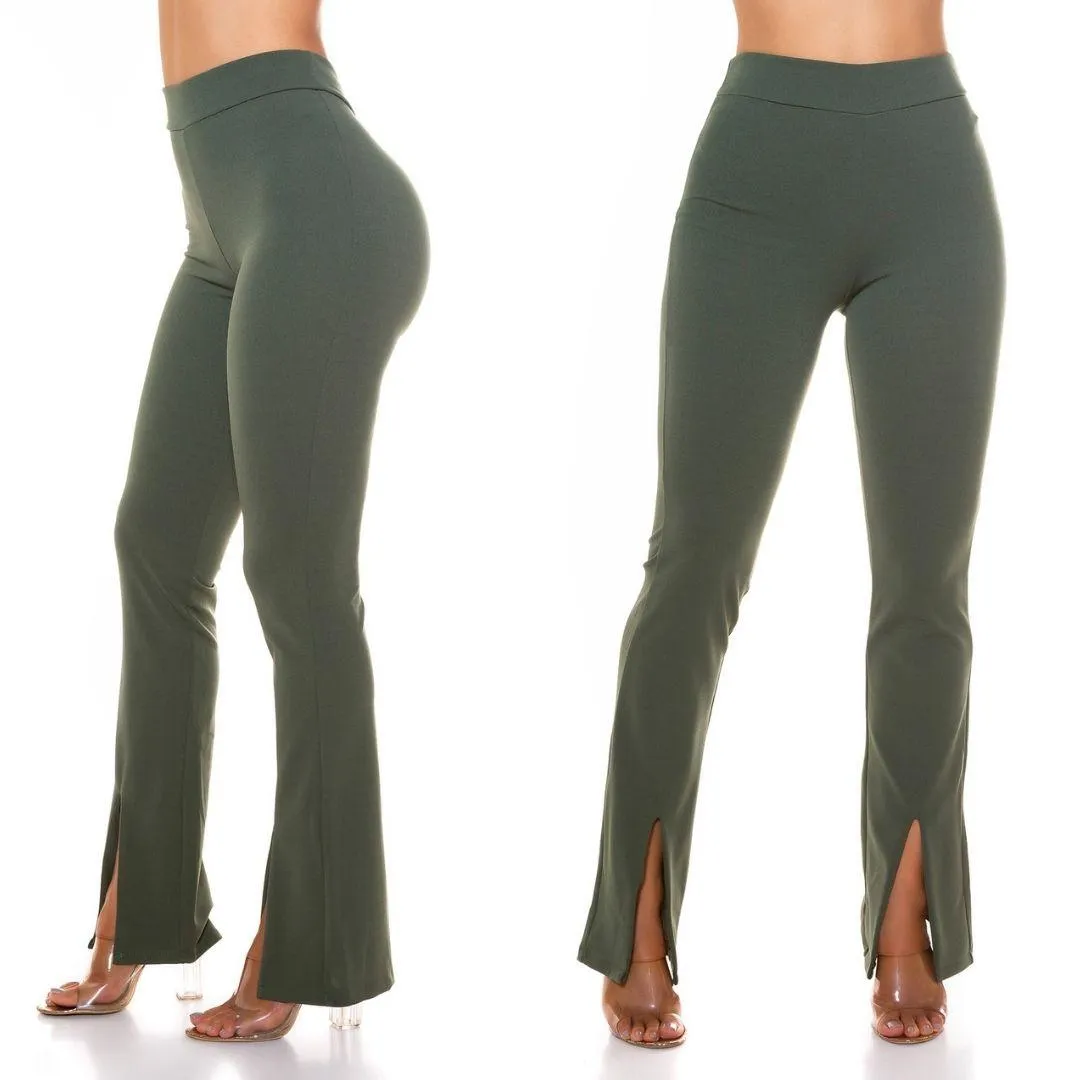 Pantalón ajustado bootcut khaki