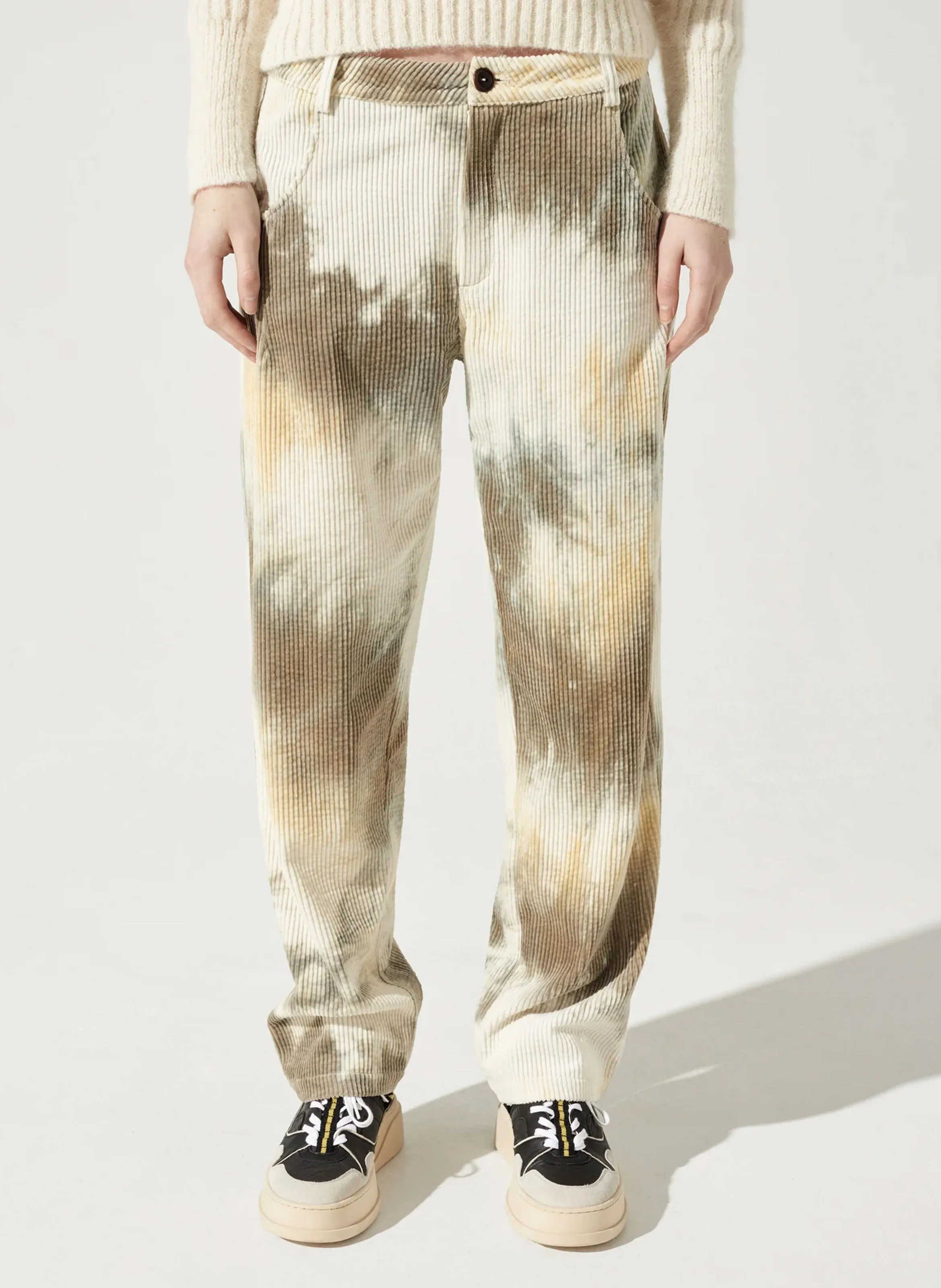 Pantalón ancho estampado de algodón en gris