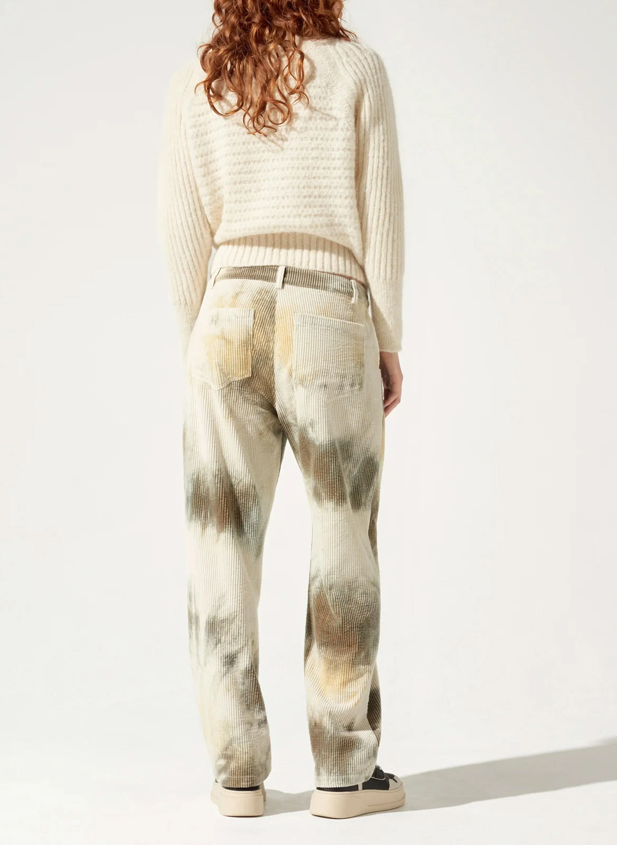 Pantalón ancho estampado de algodón en gris