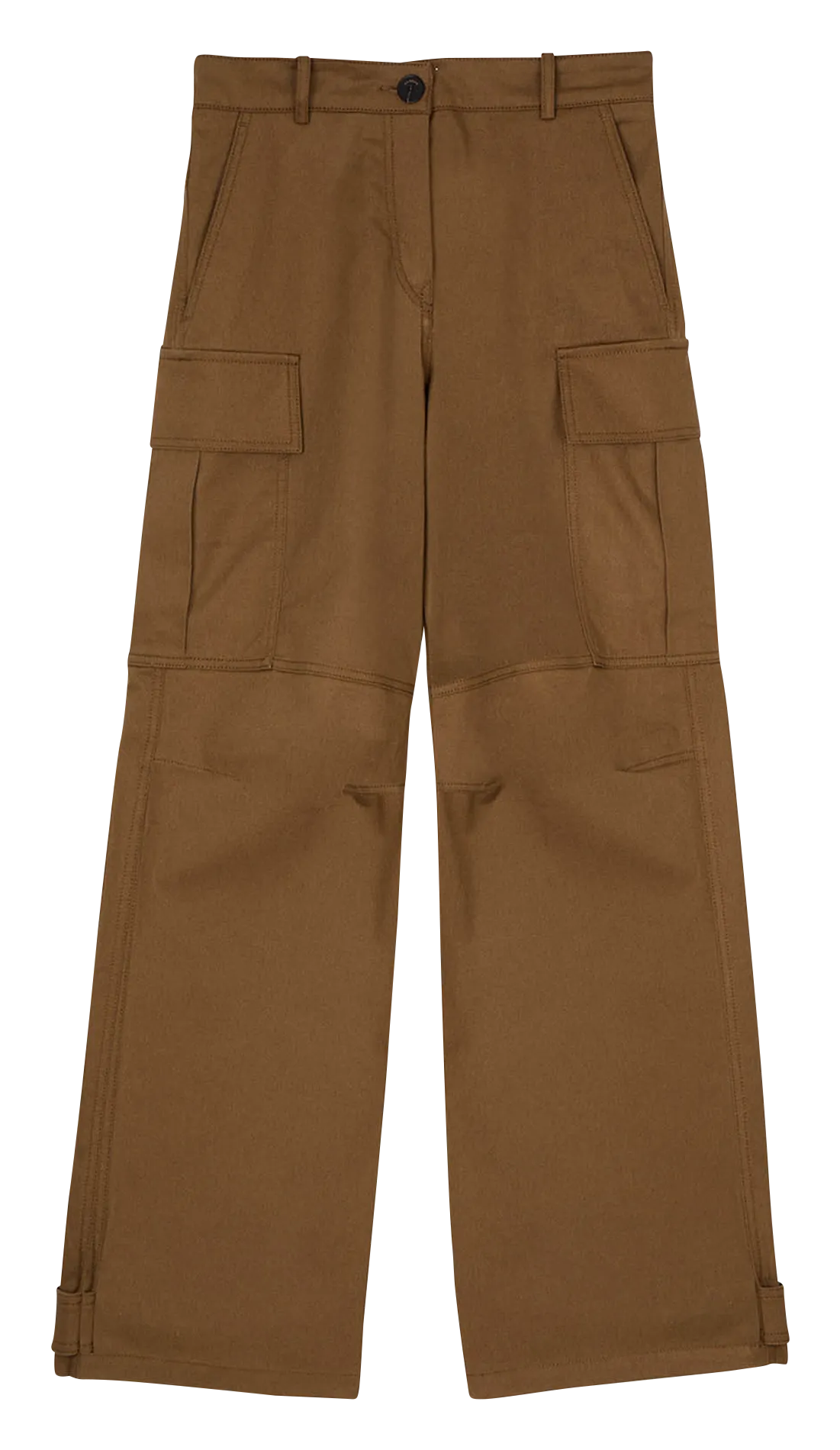 Pantalón cargo ancho de mezcla de algodón en marron