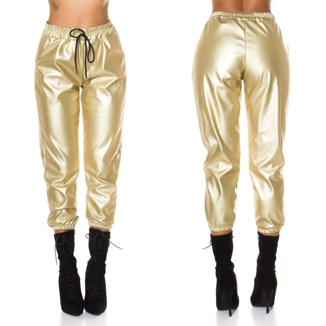 Pantalón polipiel oro 