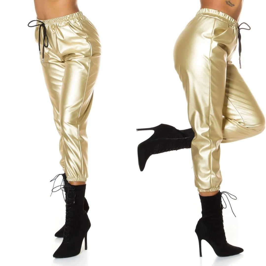 Pantalón polipiel oro 